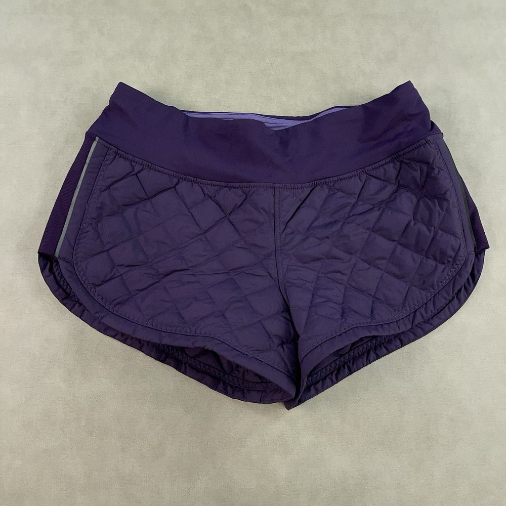 Lululemon Hot Cheeks Quilted Shorts Women 4 Purple High Rise Athletic Running - Picture 2 of 11